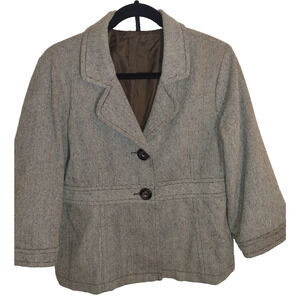 Ambition Tweed Jacket Women’s Blazer Gray Herringbone preppy Cottage Women's L